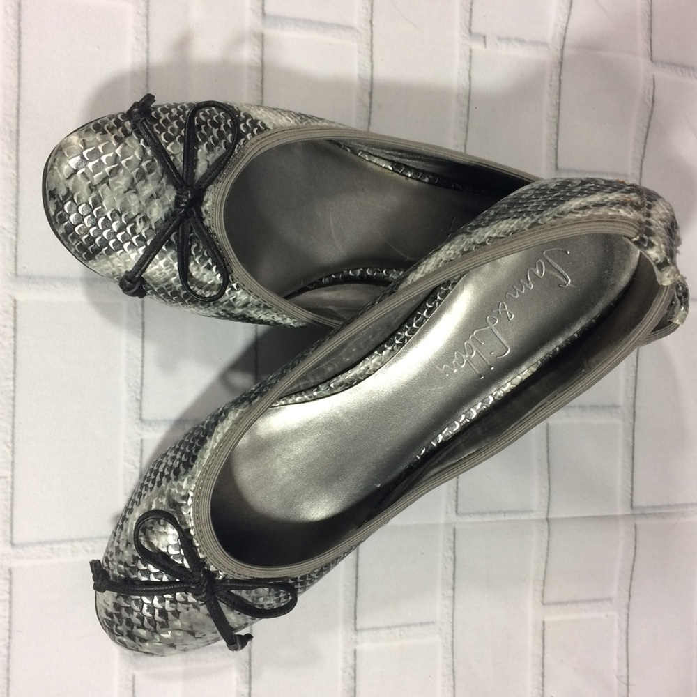 Sam & Libby Silver Gray Snakeskin Ballet Flts 8M